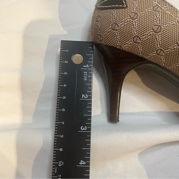 Etienne Aigner Peep Toe Brown Heels Pumps Size 6.5 - Picture 13 of 13